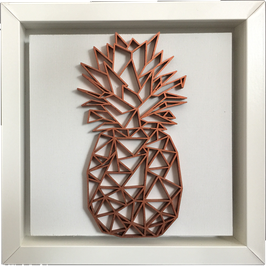 Holzorigami in Frame Ananas Kupfer 25x25cm