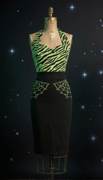 Conjunto Falda Spider verde y Top Psycho