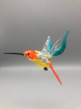 HUMMINGBIRD IN ORANGE/TURQUOISE/ORANGE