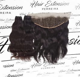 lace frontal KIT pour perruque 1 lace et 2 extensions lisses  brun (noir), châtain ou marron cuivré
