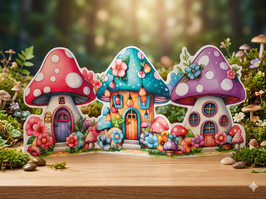 Exklusive 3D Klappkarte Pilzdorf – XXL Grußkarte (39x17 cm) mit gedrucktem Wunsch-Spruch – Aufstellbare Geschenkkarte zur Übergabe