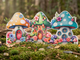 Exklusive 3D Klappkarte Pilzdorf – XXL Grußkarte (39x17 cm) mit gedrucktem Freundschaftsspruch – Aufstellbare Geschenkkarte zur Übergabe