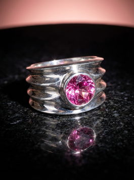 Silberring mit Pink Topas - Neu