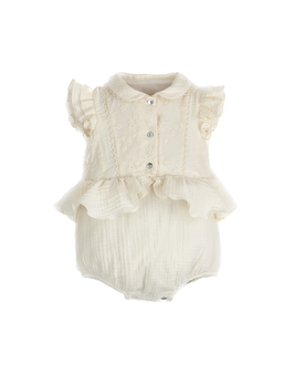 Romper suit with collar  ( off white )