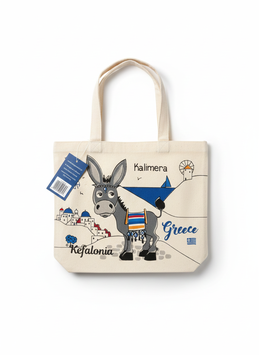 Kefalonia Esel Shopper – Kalimera Baumwolltasche (Griechische Inseln)