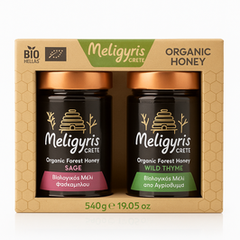 Meligyris Kreta – Premium Bio-Waldhonig Geschenkbox (Salbei & Wildthymian), 2 × 270 g