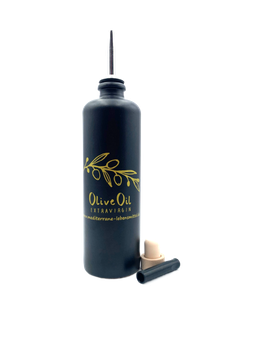 Mediterrane Lebensmittel Keramikflasche ( leer ) - matt schwarz-inkl. Ausgießer- 500ml