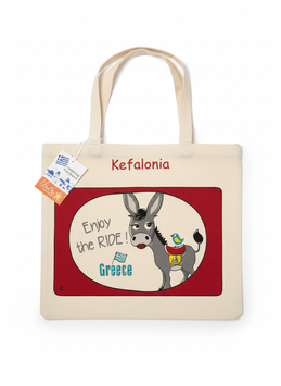Kefalonia Shopper – 'Enjoy the RIDE' Esel Motiv (Griechische Inseln)