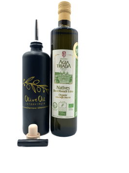 750ml Premium BIO Olivenöl Agia Triada-Kreta + 500ml Keramikflasche mit Ausgießer