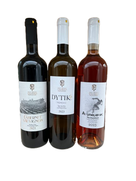 Agia Triada Kreta: Das Wein-Trio Cabernet Sauvignon (Rot), DyTikó Romeiko (Weiß), Cabernet Sauvignon (Rosé)