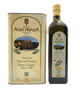 Sparpaket 3L Kanister + 1L Flasche Extra Natives Olivenöl – Agia Triada, Kreta