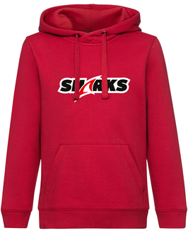 HSV Hoodie unisex rot mit Sharks-Logo und Wunschname