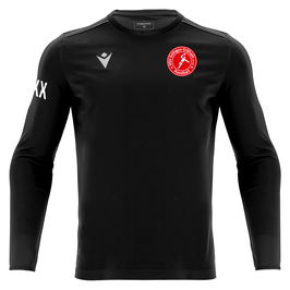 MACRON Rigel Hero Sport-Shirt schwarz langarm mit HSV-Handball-Logo, Wunschname und Wunschinitialen