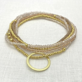 Gold and nude beaded Heartstring