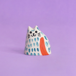 Keramik Tiny Cat in teal