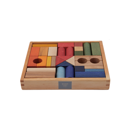 30 Stücke Holzbauklötze Rainbow