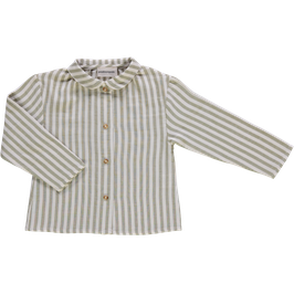 Kinder Musselin Kragenbluse Streifen Moss