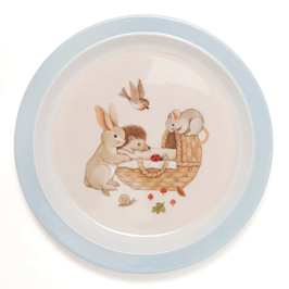 Melamin Babyteller Hase Igel Maus Hellblau