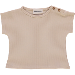 Baby Baumwollripp Kurzarmshirt Biscotti