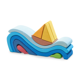 Holzbausteine Wellen-Boot