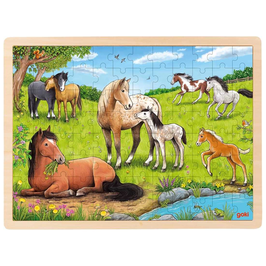 96 Teile Holzpuzzle Pferdewiese