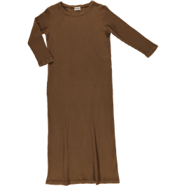 Frauen Ripp Langarmkleid Toffee