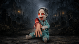 Zombiebaby mit Hand Halloween Deko Animatronic