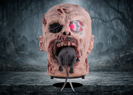 Zombiekopf mit Ratte Halloween Deko Animatronic