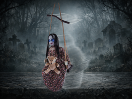 Mädchen auf der Schaukel Halloween Deko