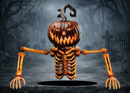 Pumpkin Skeleton Grave Breaker Halloween Deko