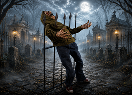 Aufgespießter Zombie Halloween Deko Animatronic