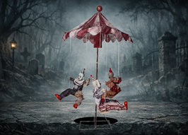 Horrorclown Karussell Halloween Deko Animatronic (Clown go Round)
