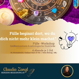Fülle & Geldbewusstsein stärken: Astrologischer Workshop für Selbstwert, Mindset und finanzielle Transformation