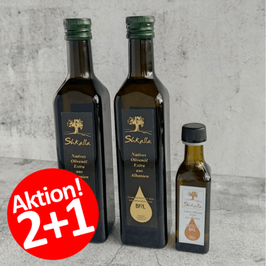 3-er Sparpaket Shkalla Natives Olivenöl - GRATISAKTION 2+1 Flasche (100 ml) geschenkt