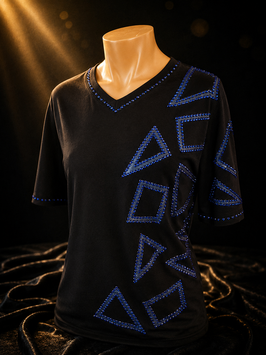 T - Shirt Blue Geometric Gr. XXL