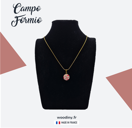 Collier laiton doré et tissu fleuri - Campo Formio