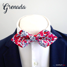 Noeud papillon liberty rouge rose et bleu "Grenada" - forme en pointe