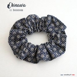 Chouchou bleu motif japonais "Okinawa"