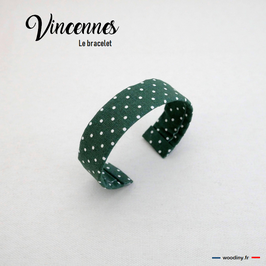 Bracelet en tissu vert à pois blanc "Vincennes"