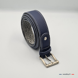 Ceinture en cuir bleu roi - fabrication artisanale (Pays de Loire)