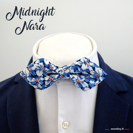 Noeud papillon bleu "Midnight Nara" - forme en pointe