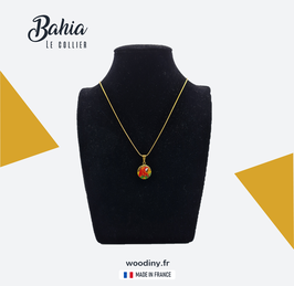 Collier laiton doré motif perroquet - Bahia