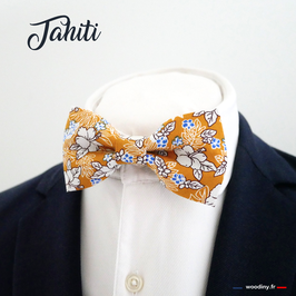 Noeud papillon motif fleuri tropical "Tahiti"