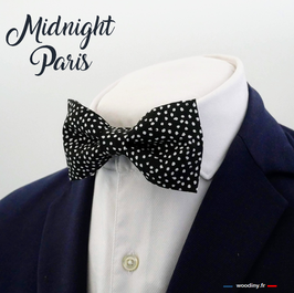 Noeud papillon noir à pois "Midnight Paris"