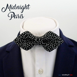 Noeud papillon noir à pois "Midnight Paris" - forme en pointe