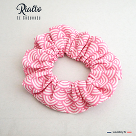 Chouchou rose motif vagues "Rialto"