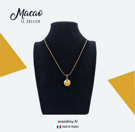 Collier laiton doré graphique - Macao