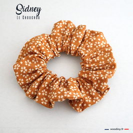 Chouchou ocre motif fleuri "Sidney"