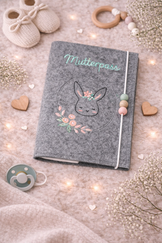 Mutterpasshülle hellgrau Bunny