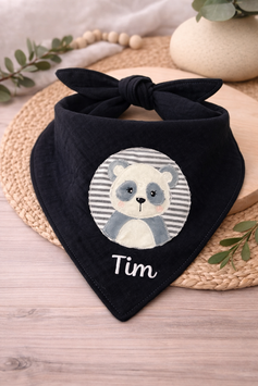 Musselintuch bestickt personalisiert Waschbär